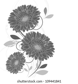 Hand-drawing  floral background. Vector flower gerbera. Element for design.