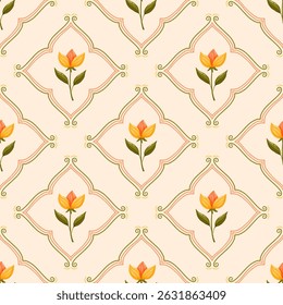 Handdrawing Flowers Mosaic Seamless Pattern Background Wallpaper