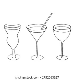 hand-drawing the glass with cocktail, vector