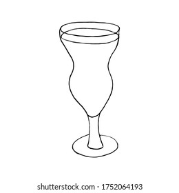 hand-drawing the glass with cocktail, vector
