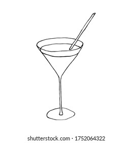 handgezeichnetes Glas mit Cocktail, Vektorgrafik