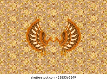 Hand-drawing leaf floral bird nature geometry seamless. Line art decoration design.