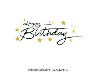 Handdrawing Lettering Happy Birthday On White Stock Vector (Royalty ...