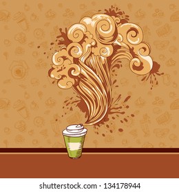 Hand-drawing menu cover with coffee, sweets and pastry.