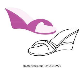 Hand-drawing minimal colorful shoe vector illustration