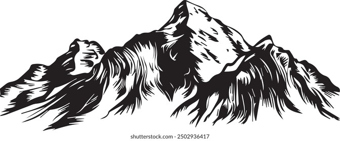 Handdrawing Mountain Silhouette Vector illustration 