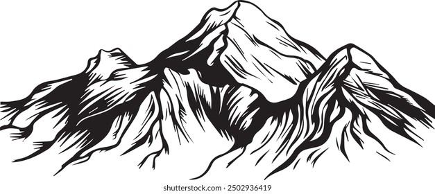 Handdrawing Mountain Silhouette Vector illustration 