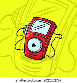 HANDDRAWING MUSIC PLAYER VECTOR ILLUSTRATION