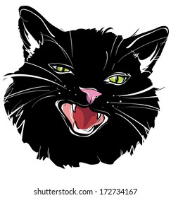 hand-drawing the muzzle of a black cat on a white background