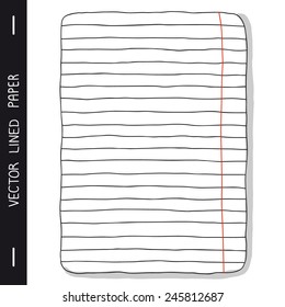 Hand-drawing notebook sheet in line with the red field. Clip art. Vector EPS10.