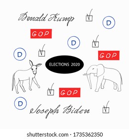 hand-drawing on the theme of the US presidential election 2020