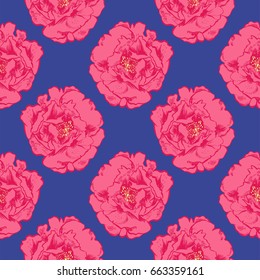 Hand-drawing peonies. Vector graphic flowers. Decorative background for cards, invitations. Template greeting card.