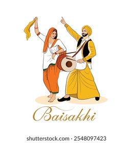 Uma ilustração de dança punjabi desenho à mão, Um desenho vetorial do festival Punjab, Crops corte celebração ilustração