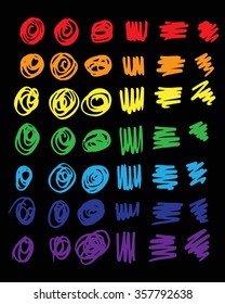 Hand-drawing rainbow doodles set, for your desigb, vector illustration