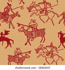 the hand-drawing riders seamless