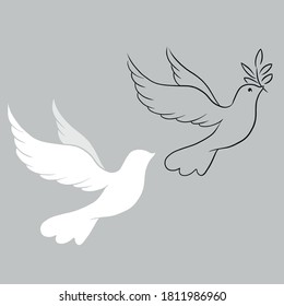 Hand-drawing silhouette background collection. Vector dove. Element for design.