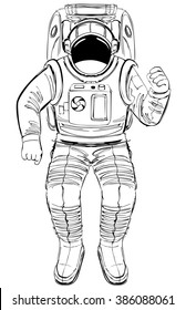 hand-drawing sketch astronaut 