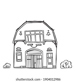 Hand-drawing sketch of barny house