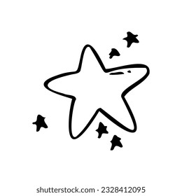 Hand-drawing of stars in the sky