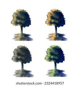 Handzeichnender Baum Herbst Herbst Herbst Winterillustration Maskottchen Crayon