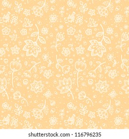 Hand-drawing vanilla milk colors flower pattern