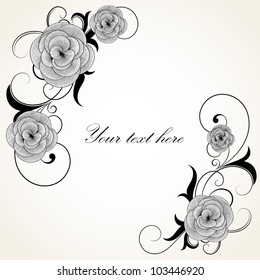 Hand-drawing vintage floral frame. Element for design.