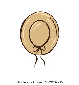 Hand-drawing, women's hat with a ribbon. Vector illustration
