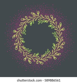 hand-drawing wreath with spring branches