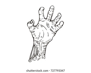 hand-drawing zombie hand