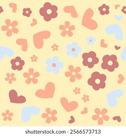 Hand-drawn 100 vector image. Cute floral seamless pattern. Soft pastel colors watercolor seamless pattern for packaging or other