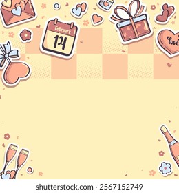 Hand-drawn 100 vector image. Valentin's day romantic pattern. Soft pastel colors watercolor pattern for packaging or other