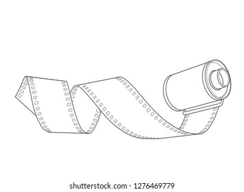 hand-drawn 35mm negative film roll spiral, vector