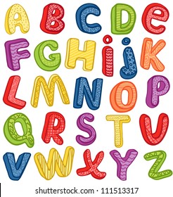 Hand-drawn 3D ABC. Outline.