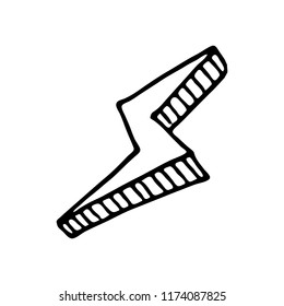 Handdrawn 3D lightning set doodle icon. Hand drawn black sketch. Sign cartoon symbol. Decoration element. White background. Isolated. Flat design. Vector illustration.