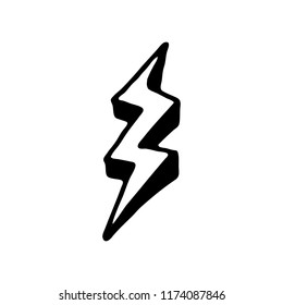 Handdrawn 3D lightning set doodle icon. Hand drawn black sketch. Sign cartoon symbol. Decoration element. White background. Isolated. Flat design. Vector illustration.