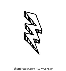 Handdrawn 3D lightning set doodle icon. Hand drawn black sketch. Sign cartoon symbol. Decoration element. White background. Isolated. Flat design. Vector illustration.