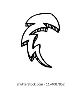 Handdrawn 3D lightning set doodle icon. Hand drawn black sketch. Sign cartoon symbol. Decoration element. White background. Isolated. Flat design. Vector illustration.