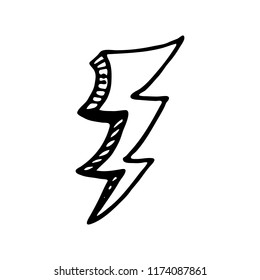 Handdrawn 3D lightning set doodle icon. Hand drawn black sketch. Sign cartoon symbol. Decoration element. White background. Isolated. Flat design. Vector illustration.