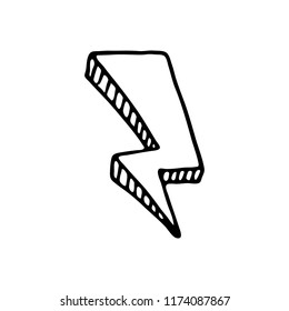 Handdrawn 3D lightning set doodle icon. Hand drawn black sketch. Sign cartoon symbol. Decoration element. White background. Isolated. Flat design. Vector illustration.