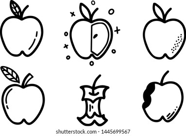 HandDrawn 6 apple vectors. Comes with layered vector for self-colouring 
