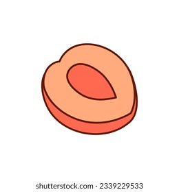 Hand-drawn abricot on a transparent background. Isolated vector illustration