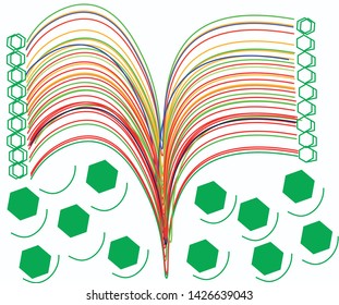 Hand-drawn abstract background with broken lines and geometric shapes on a white background