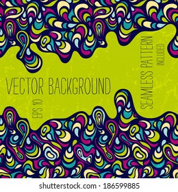 Hand-drawn abstract background. EPS 10 vector illustration. Seamless pattern included.