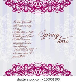 hand-drawn abstract background with romantic lace. Wedding invitation or greeting card