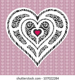hand-drawn abstract background with romantic lacy heart