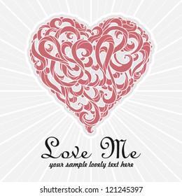 hand-drawn abstract background with romantic lacy candy heart