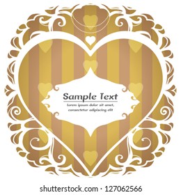 hand-drawn abstract background with romantic light lace frame and hearts