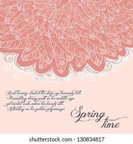 hand-drawn abstract background with romantic light lace feather
