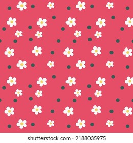 Flores chamomiles abstractas dibujadas a mano en un patrón impecable sobre un fondo blanco. Patrón vectorial floral repetitivo.