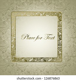 Hand-drawn abstract design frame on silver background